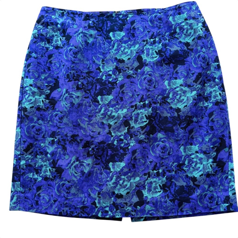 Talbots Easter Purple Floral Pencil Skirt Stretch Knee Length Cottagecore 16W 💛